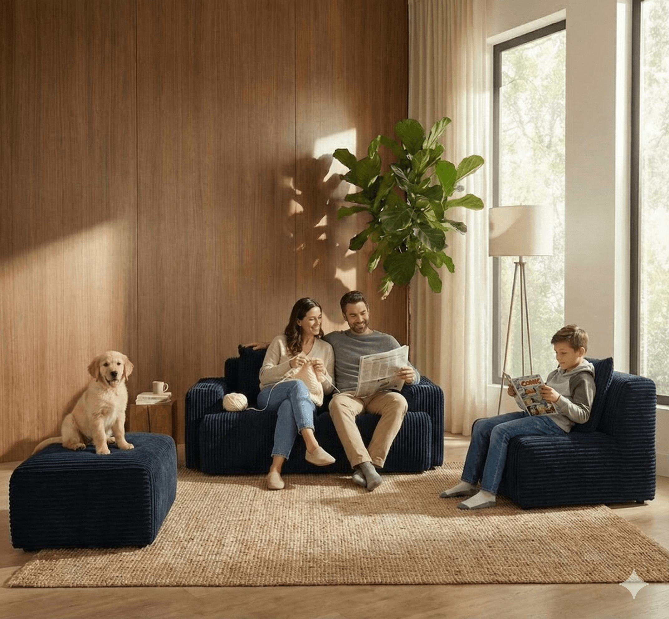 Cozy living room with modern sofa